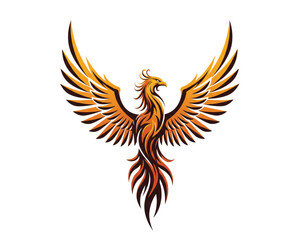 Majestic Phoenix Logo Design – Firebird Vector, Mythical Flame Bird, Spiritual Rebirth Symbol, Tribal Tattoo Art, Rising from Ashes Icon