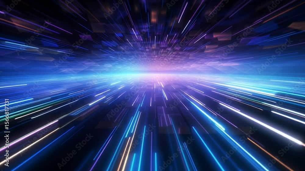 Poster Abstract Speed Lines: An artistic display of speed and energy, with dynamic light streaks radiating outwards, creating a sense of rapid motion and futuristic design.