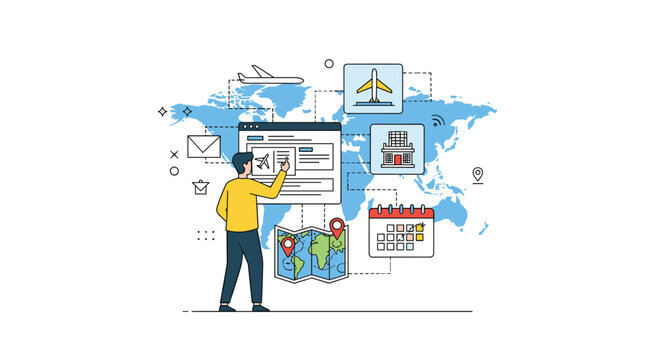 Digital platform for global tourism management and travel planning with interactive maps and booking features