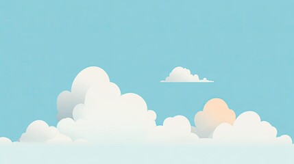 Cartoon clouds against a light-blue sky