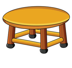 Cute cartoon hand drawn vector small wooden stool clipart.