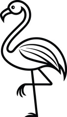  flamingo outline vector illustration on white background
