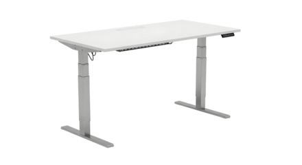Adjustable height white desk