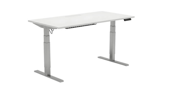Adjustable height white desk