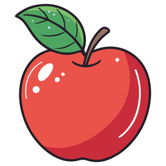 Red apple vector illustration, healthy sweet fruit