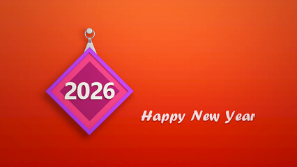 New Year 2026 Creative Design Concept with sign board - 3D Rendered Image	
