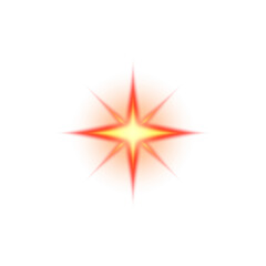 Obraz premium Red and orange glowing star on a transparent background