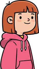 Obraz premium Young girl with red hair wearing pink hoodie vector illustration portrait smiling 