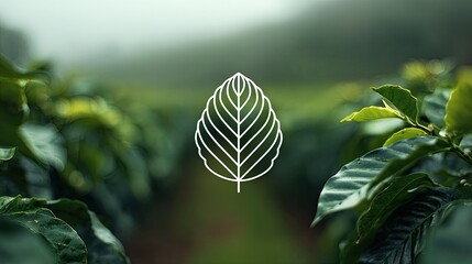 Coffee leaf graphic, green foliage