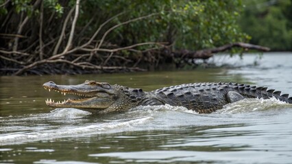 Obraz premium Crocodile, sharp and realistic, Photo, Natural light