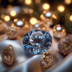 Fototapeta premium Sparkling gems and illuminated ornaments create an enchanting festive atmosphere