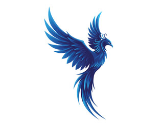 Blue Phoenix Logo Design – Celestial Firebird Vector, Mythical Ice Flame Bird, Elegant Fantasy Tattoo Art, Symbol of Rebirth & Power
