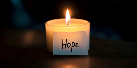Hope Candle Still Image, Positive Thinking Photo, Glowing Flame Image, Dark Background Images, Spiritual Light Picture, Cozy Hopeful Moment