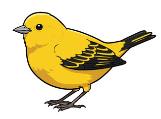 Yellow Songbird Cartoon – Cute Finch Illustration, Bright Small Bird Vector Art, Nature Clipart, Cheerful Wildlife Design for Kids & Crafts