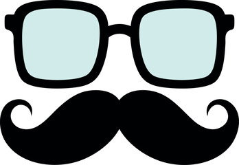 Mustache and Glasses Icon Vector for Vintage Style and Hipster Design Elements 
