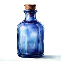 Beautiful blue glass bottle with cork showcasing artistic design and craftsmanship