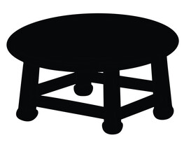 Cute cartoon hand drawn vector small wooden stool silhouette.
