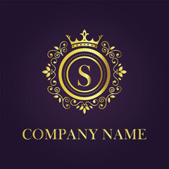 Naklejka premium Letter luxury gold logo concept