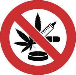 No drugs sign. Vector illustration. Isolated.