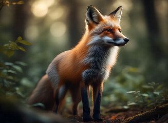 Fototapeta premium Eyes of the Forest: Red Fox in Morning Light