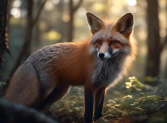 Fototapeta premium Eyes of the Forest: Red Fox in Morning Light