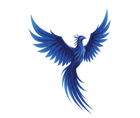 Blue Phoenix Vector Set – Elegant Flame Bird Illustrations, Mythical Ice Firebirds, Spiritual Fantasy Creatures, Tattoo Clipart Collection