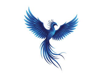 Blue Phoenix Vector Set &ndash; Elegant Flame Bird Illustrations, Mythical Ice Firebirds, Spiritual Fantasy Creatures, Tattoo Clipart Collection