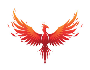 Obraz premium Red Phoenix Logo Set – Fiery Flame Bird Vectors, Legendary Firebirds, Tribal Tattoo Designs, Rebirth Icons, Mythical Flying Creature Art