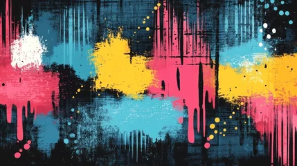 Fotobehang Abstracte kunst Bright splashes of color create an energetic abstract art piece on a dark backdrop  © vimp