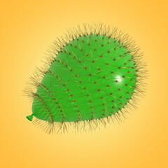 Green balloon covered with cactus prickles on golden gradient background