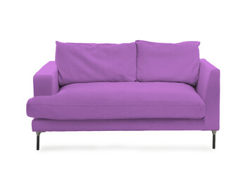 Violet sofa isolated on white. Furniture for living room interior