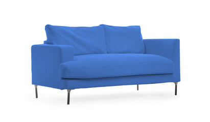 Blue sofa isolated on white. Furniture for living room interior