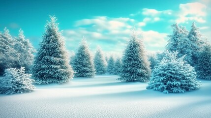 Obraz premium Enchanting snow-covered landscape showcasing a winter wonderland.