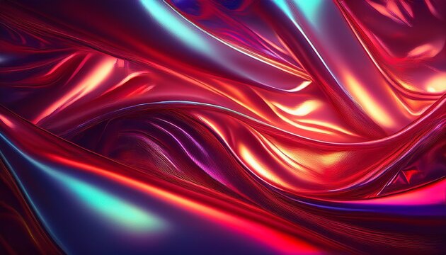 retro iridescent satin texture with red glow