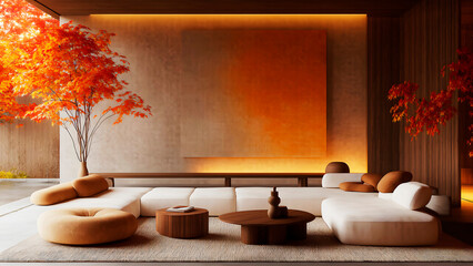 Warm Fall-Themed Interior Design with Terracotta and Ochre Accents