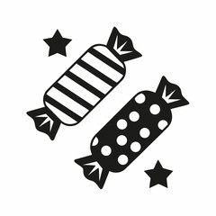 Black and White Sweet Candy Icon silhouette Vector Illustration.