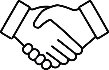 Handshake icon for logo with clean circular layout and modern trust concept line art