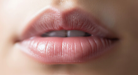 Fototapeta premium Close-up of Sensual Lips with Natural Light and Texture