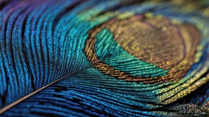 Obraz premium Close-up peacock feather, vibrant colors (1)