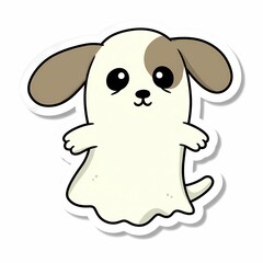 Cute Cartoon Dog Ghost Sticker Design.