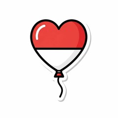 HeartShaped Balloon with Indonesian Flag Colors Vector Illustration Isolated.