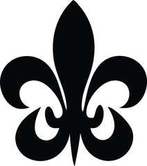 A stylized black fleur de lis symbol a classic emblem of royalty heraldry and french heritage presented in a simple graphic design © PrimeVector Art