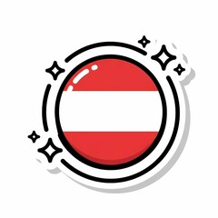Stylized Austrian Flag Badge with Sparkling Border.