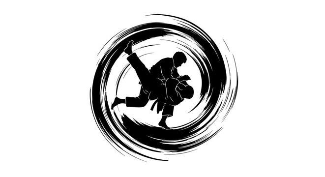 Judo Silhouette Fight with martial arts, and action.
