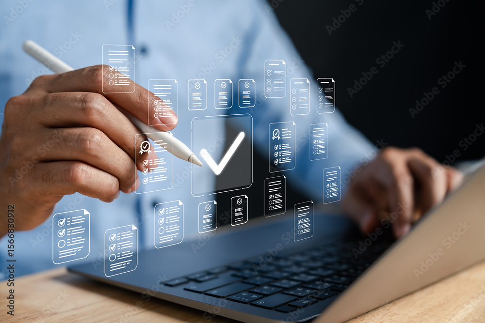 Aufkleber Tasklist and quality check digital document management, checklist verification, and task control system for productivity, compliance, and efficient business workflow.