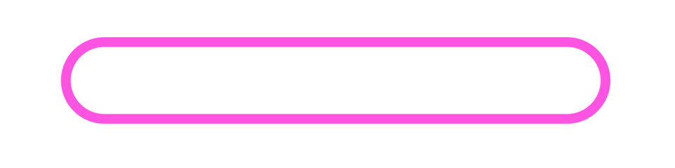 Rounded pink neon outline bar shape isolated on white background. Simple modern UI or design element useful for web, interface, buttons, or infographic components.