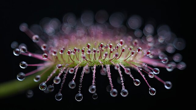 Close-up of a Venus flytrap leaf with water droplets