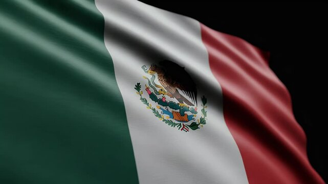 Mexico Flag Waving on black background