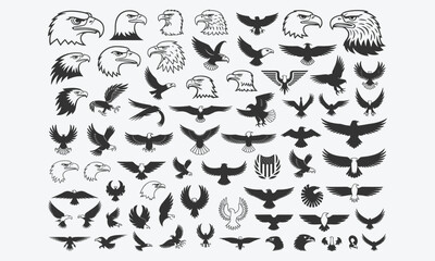 Collection of Eagle Logos and Designs, Representing Patriotism, Freedom, and National Strength
