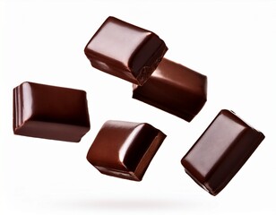 dark rectangular candies in mid air